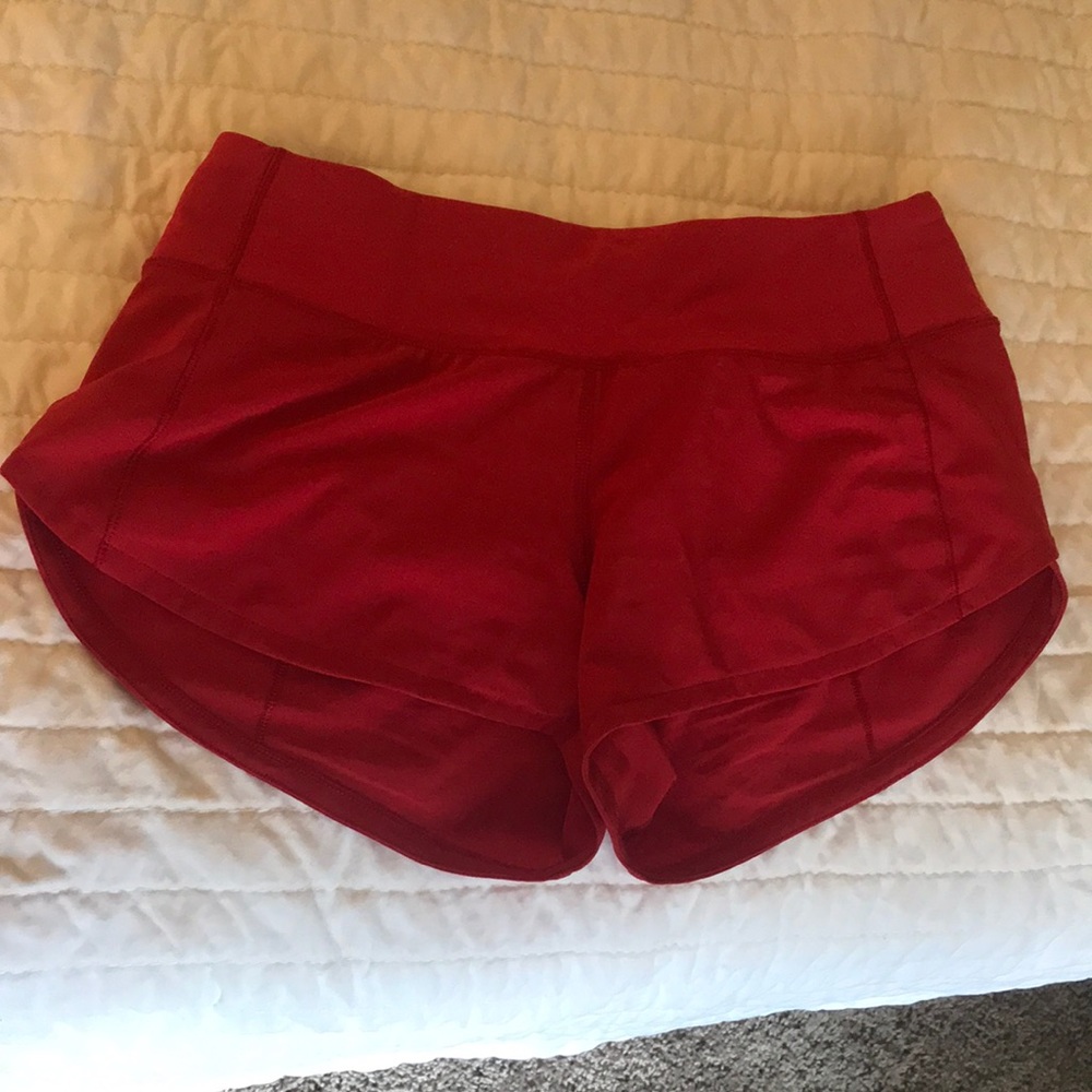 Red Lululemon Speed Shorts